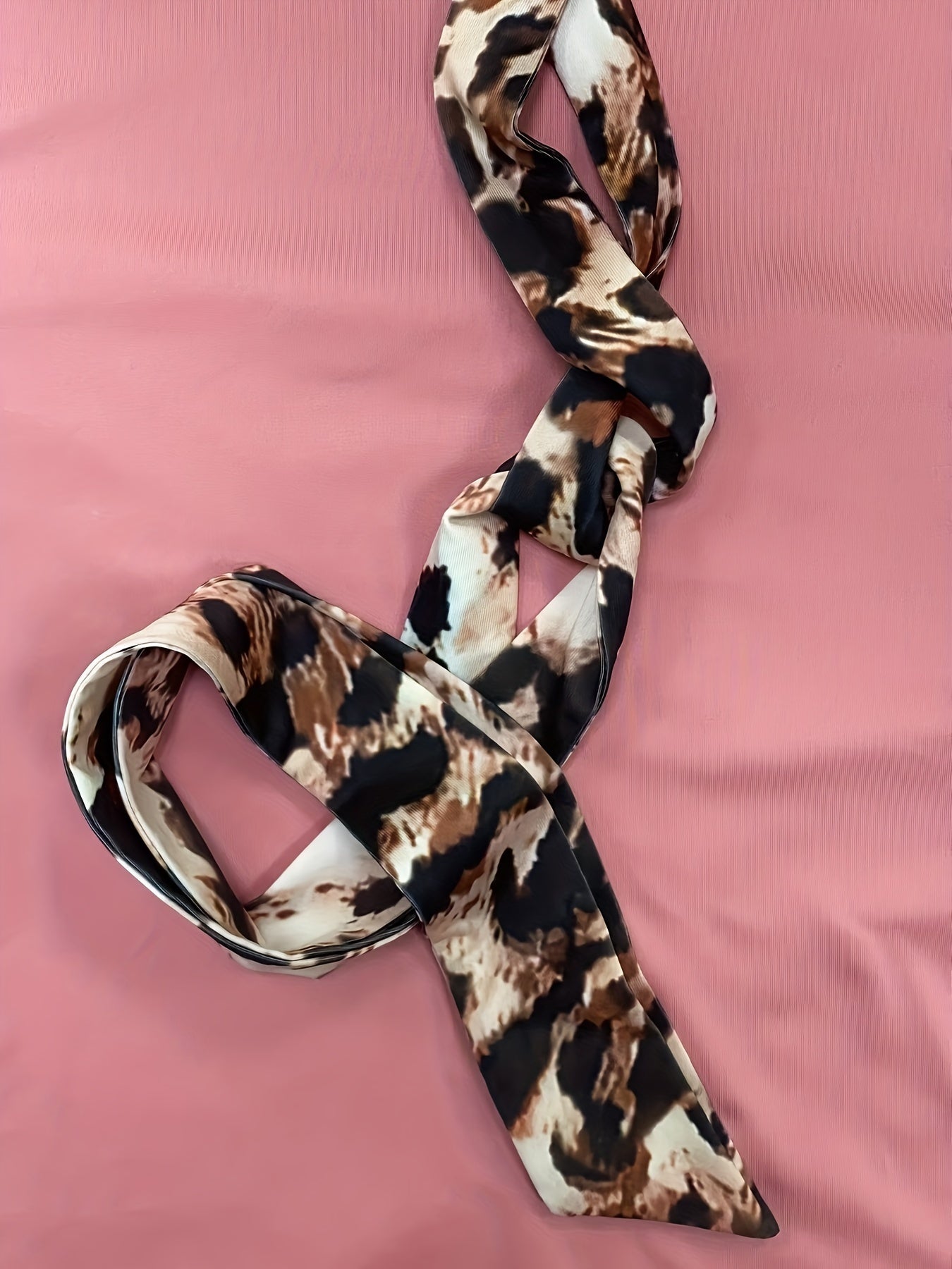  Colorblock Leopard Print Short Sleeve Bow Knot Dress