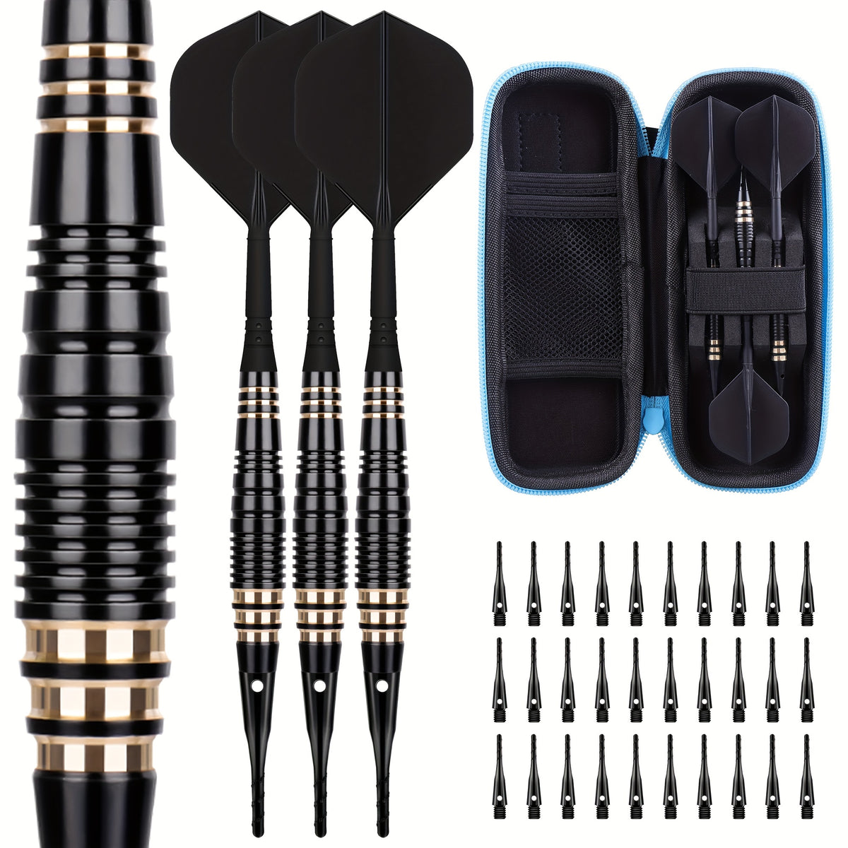 3pcs Copper Dart Set with PU Bag and 30 Dart Tips