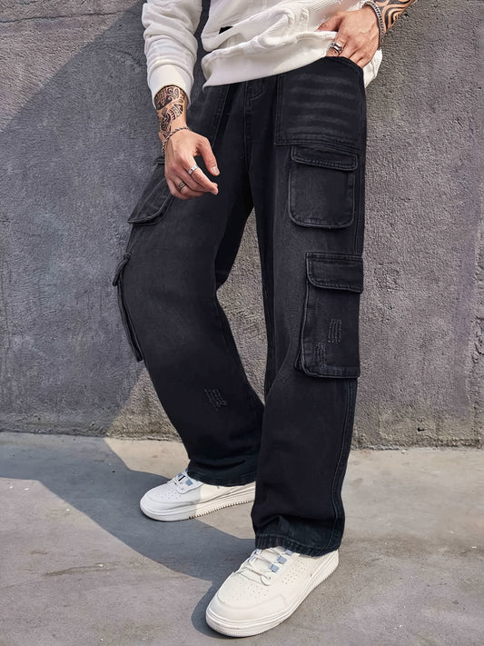 Men's Wide Leg Baggy Denim Pants Spring Summer