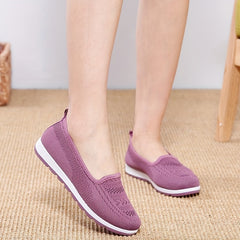 Women's Breathable Flying Woven Slip On Sneakers Lightweight Walking Shoes