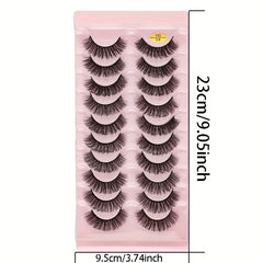 10 Pairs Natural Wispy Faux Mink Lashes Fluffy Curly Crossing 7D Volume