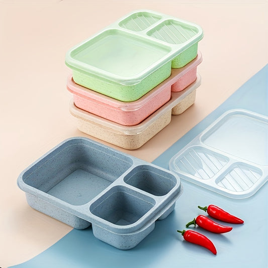 Fresh Keeping Bento Box 3 Grid Lunch Container for Outdoor Camping