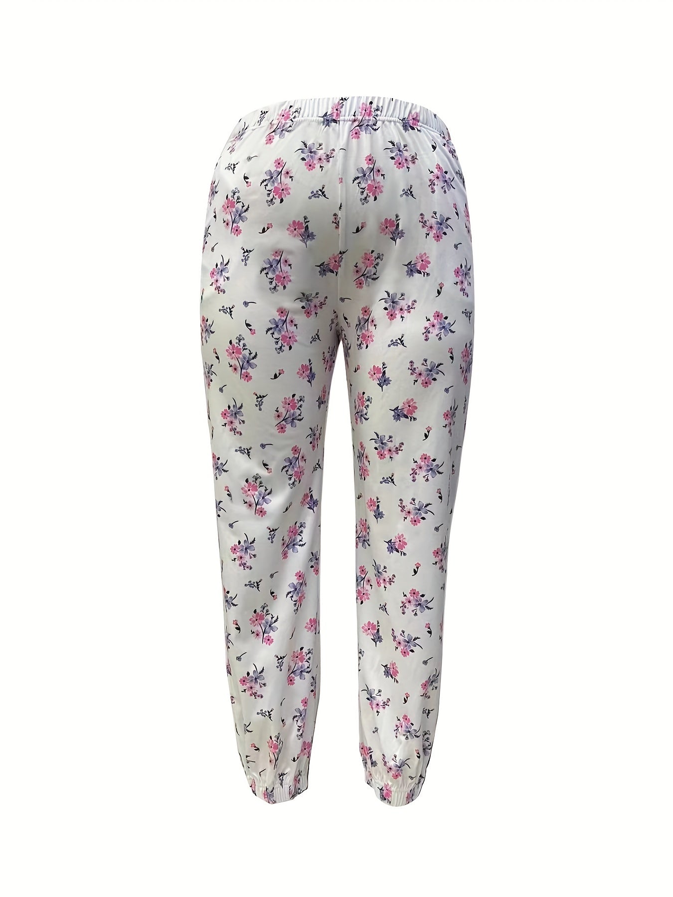 Women's Plus Ditsy Floral Print High Rise Jogger Trousers