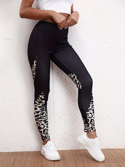 Leopard Print Splicing Yoga Pants High Stretch Fitness Leggings