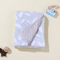 Cartoon Feather Pattern Beanie Velvet Blanket for Stroller