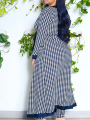  Houndstooth Print Robe & Pants Set