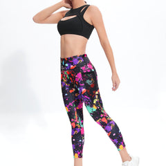 Graffiti Pattern High Waist Fitness Pants Tummy Control Yoga Leggings
