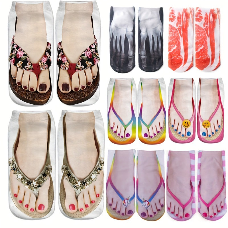3D Printing Fun Socks Flip flops Shoes Nail Print Casual Socks