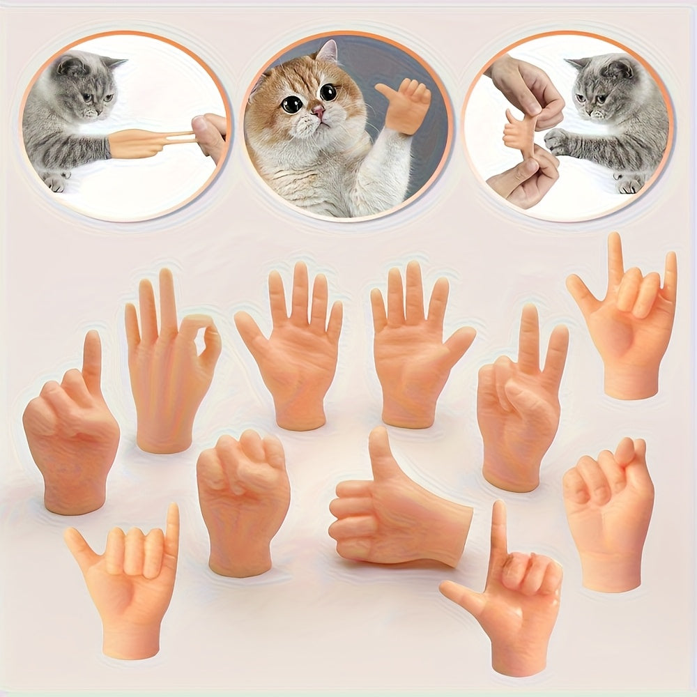 12pcs Mini Finger Hands Puppet Non Toxic Beige for DIY Pranks Theater