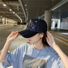Colorful Sequin Baseball Cap Mesh Trucker Hat Hip Hop Sunscreen Sports Hat