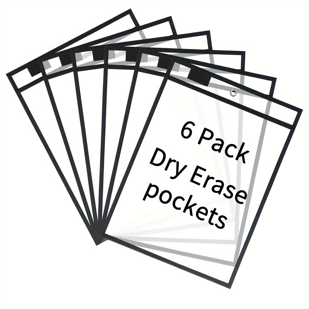 6pcs Reusable Dry Erase Pocket Sleeves Clear Plastic Sheet Protectors