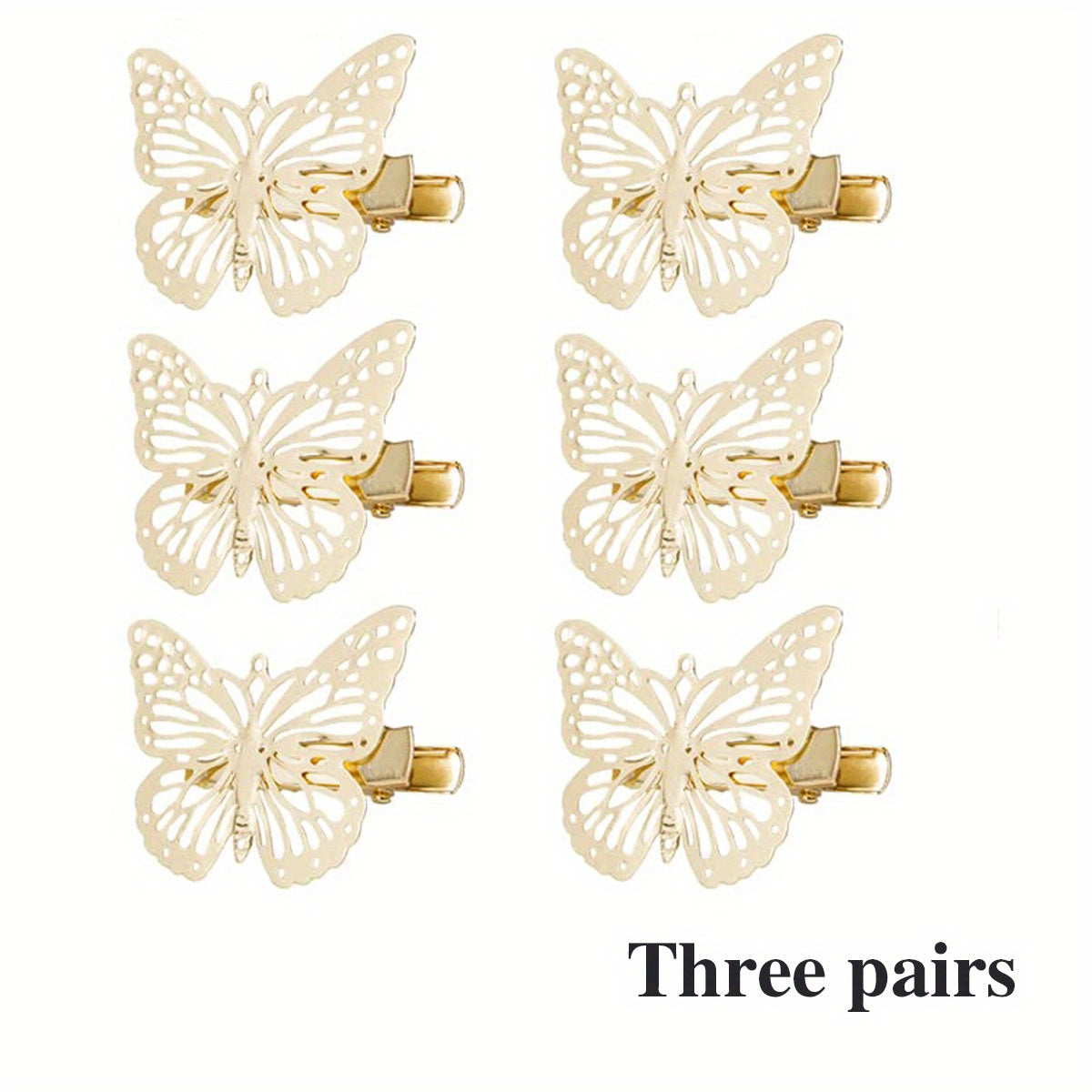 6 Pcs Golden Butterfly Hair Clips Metal Butterfly Duck Billed Clip Barrettes