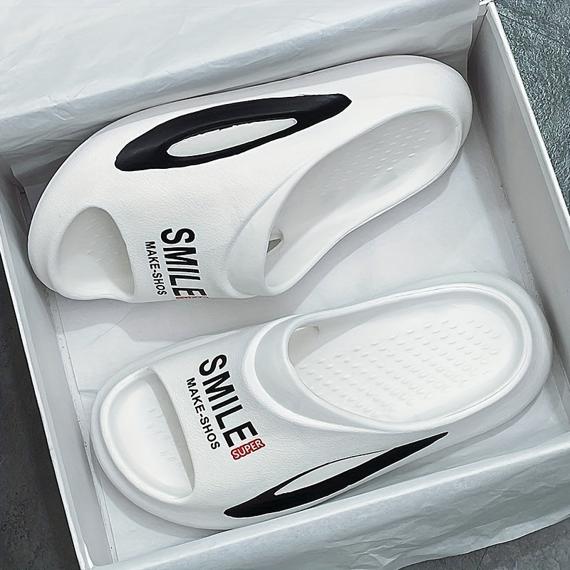Men's 'SMILE' Non Slip Platform Slides Soft Sole Cloud Slides
