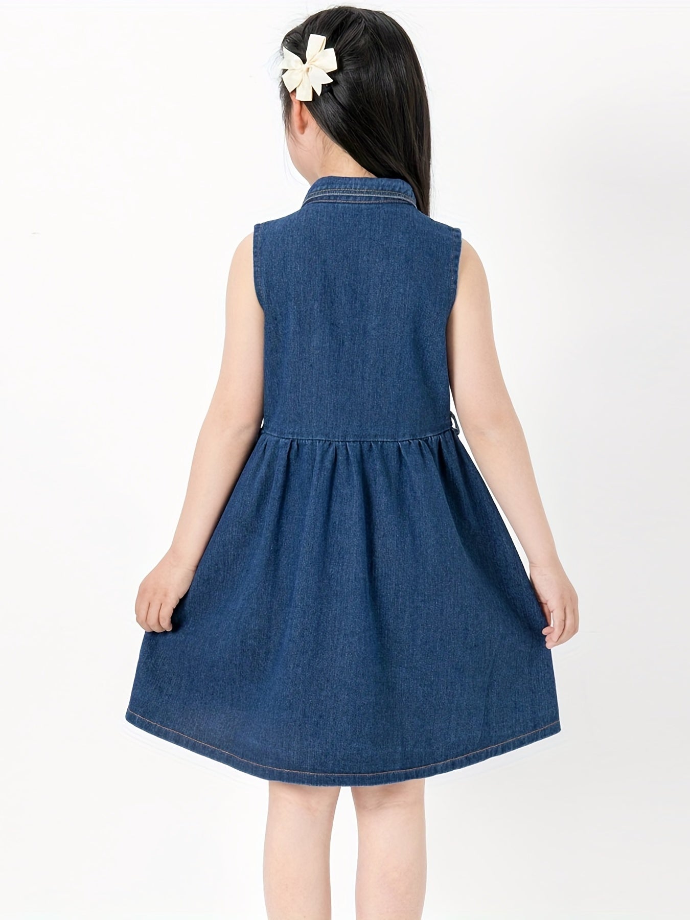 Girls Denim Shirt Dress Sleeveless Summer Party Clothes