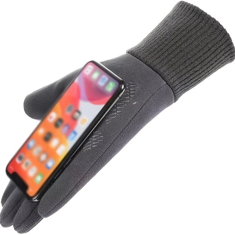 Winter Plus Fleece Waterproof Touch Screen Suede Windproof Gloves