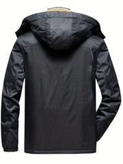 Men's Fleece Hooded Jacket Zip Up Active Coat for Fall Winter
