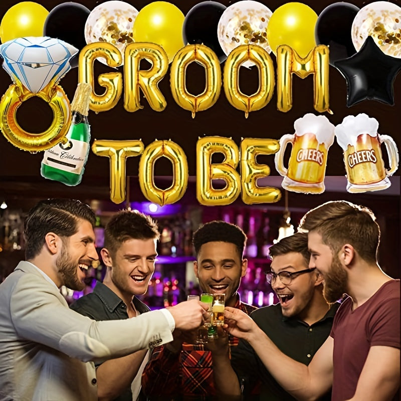 24pcs Men's Single Party Balloons Groom's Pre-wedding Decoration Set