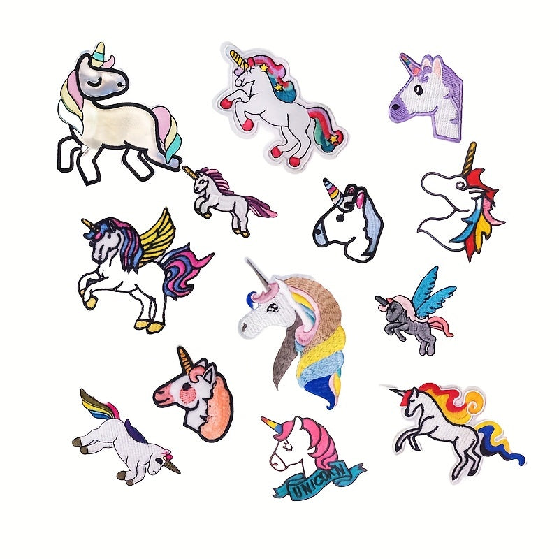 13pcs Rainbow Horse Iron On Patches Embroidered Applique Repair Patch