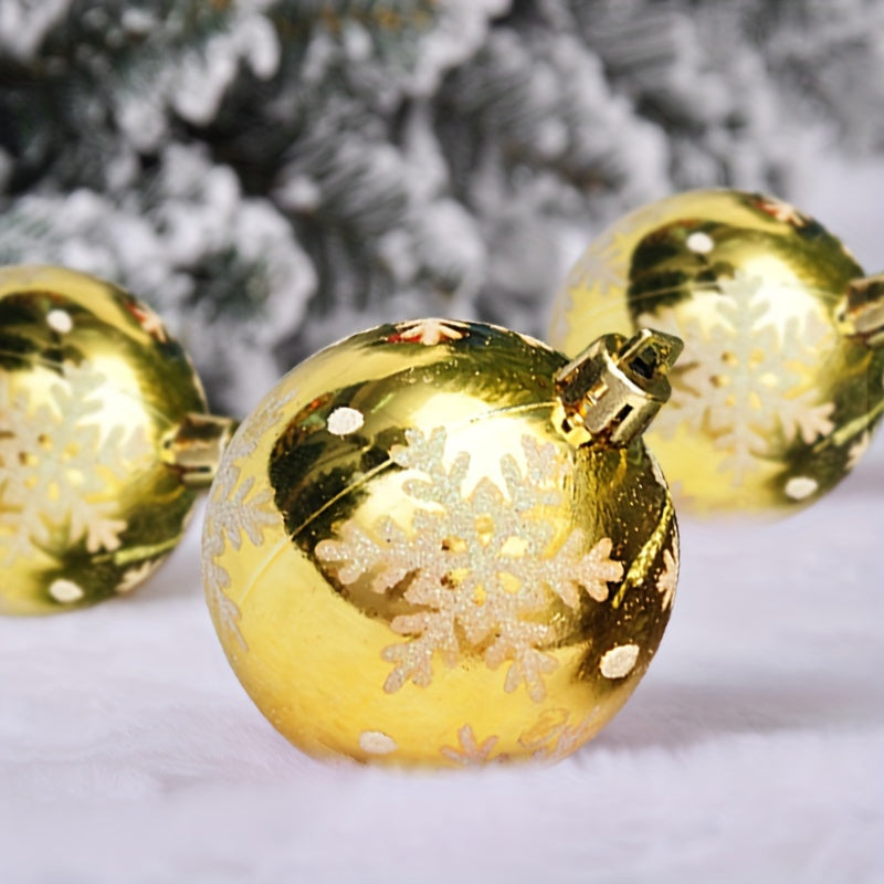 6pcs Golden Christmas Tree Snowflake Pendant Ball Decoration Supplies