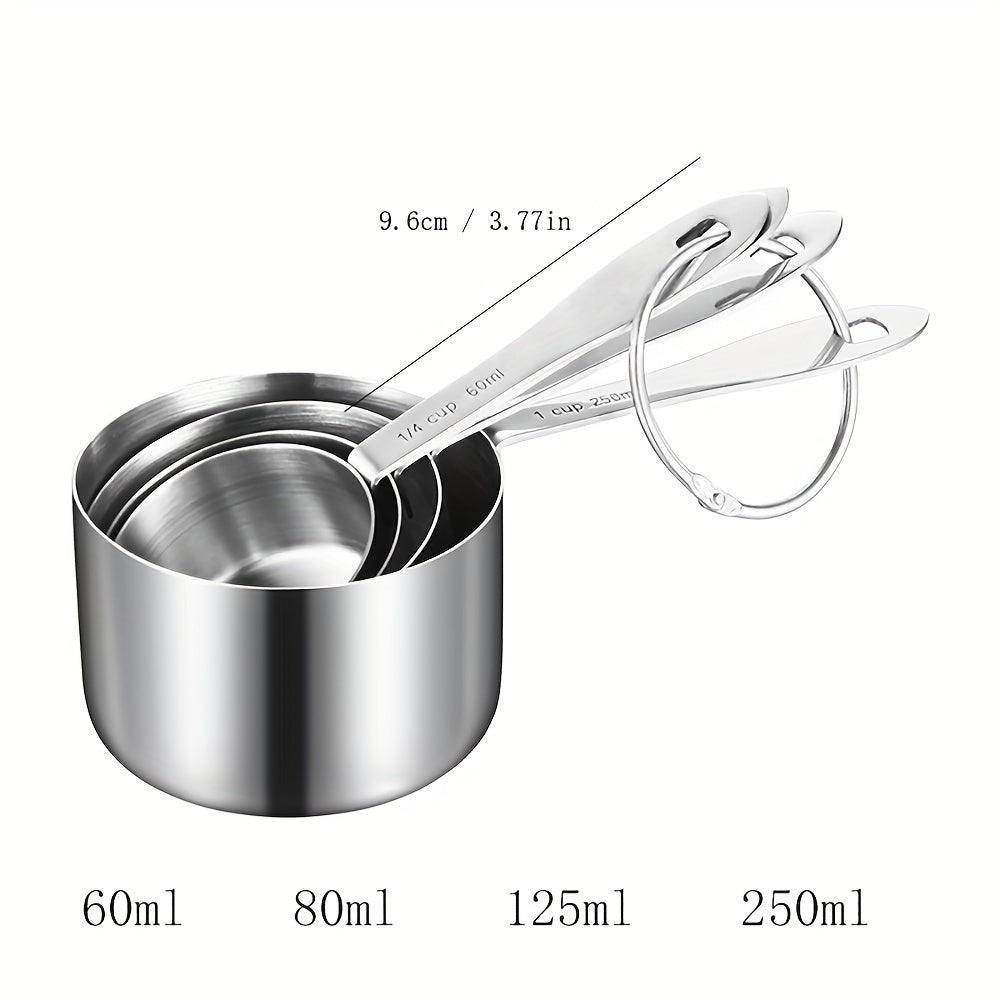 4pcs Metal Measuring Spoon Set Stainless Steel for Dry & Liquid Ingredients