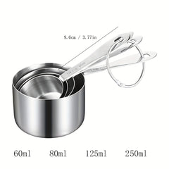 4pcs Metal Measuring Spoon Set Stainless Steel for Dry & Liquid Ingredients