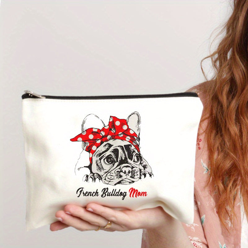 French Bulldog Print Makeup Bag Roomy Storage with Zipper