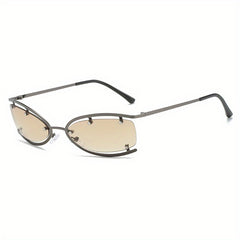 Y2K Wrap Around Sunglasses Futurism Metal Frame Sun Glasses