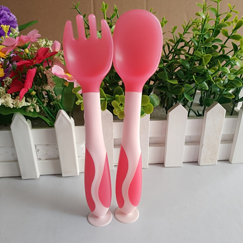 2pcs Baby Spoon Fork Set with Portable Box Heat Sensitive Cutlery