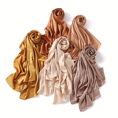 Matte Satin Soft Scarf Solid Sunscreen Hijab Turban Shawl Wraps