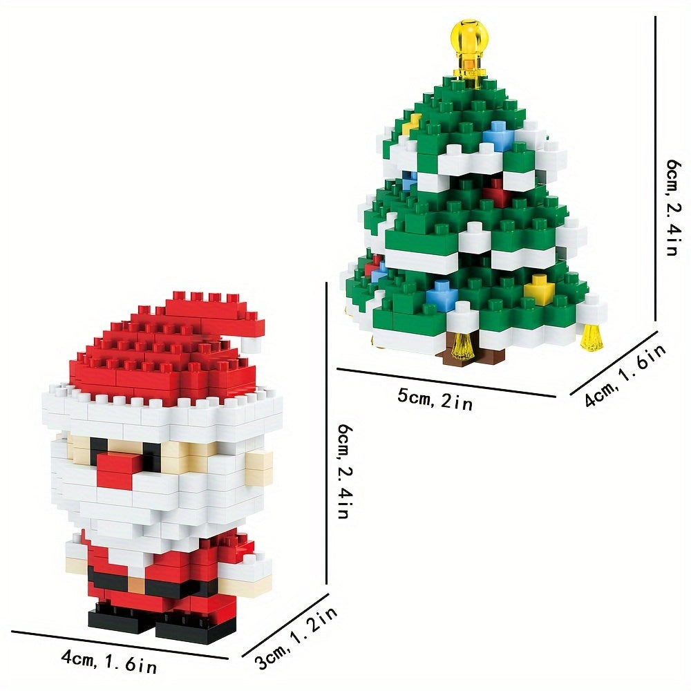 Christmas Building Blocks 2pcs Set Santa Elf Train Snowman Tree Reindeer