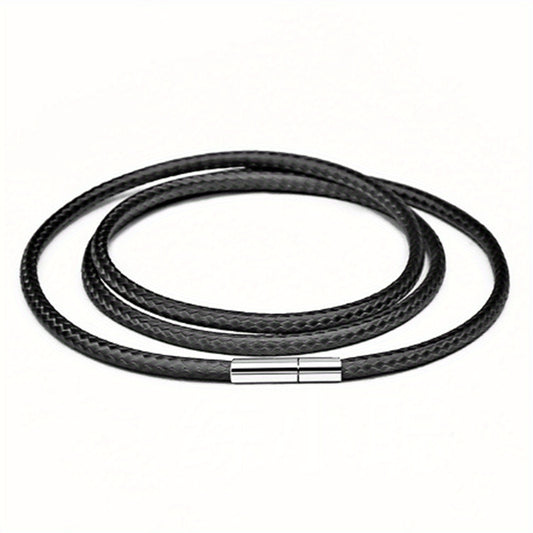 3mm Wax Leather Cord Choker Necklace Stainless Steel Clasp Thin 16 30 Mens