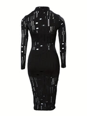 Sexy 3pc Ripped Bodycon Set: Dress, Cami Top, Shorts