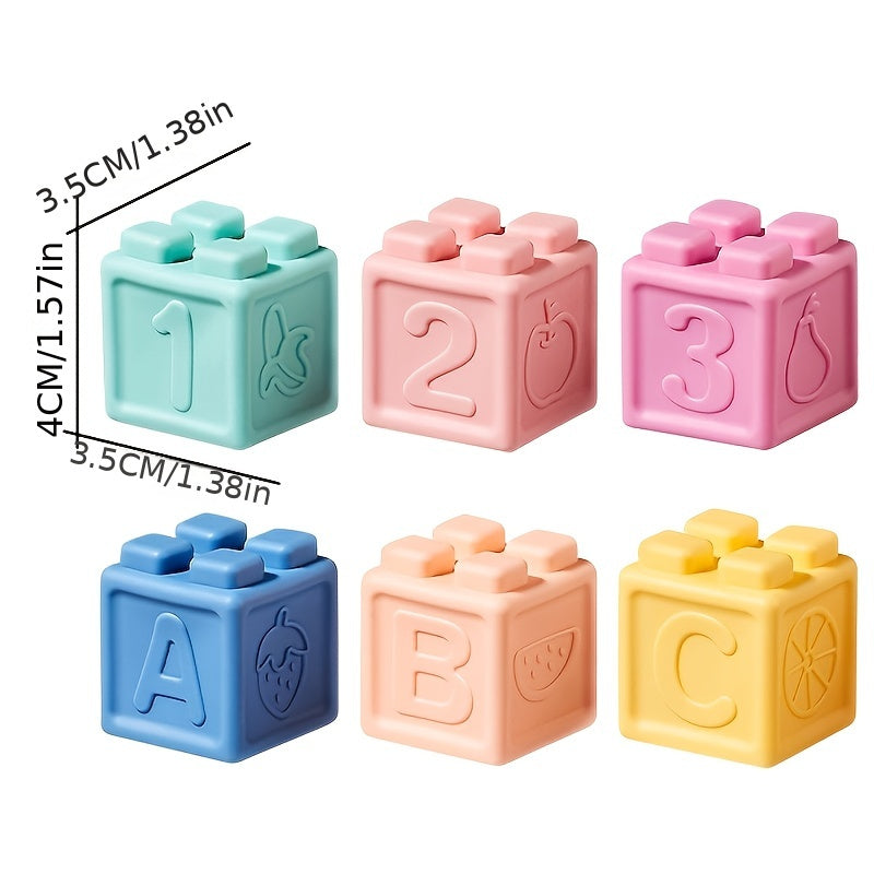 Soft Rubber Building Blocks Puzzle Toy for Kids 0-3 Years