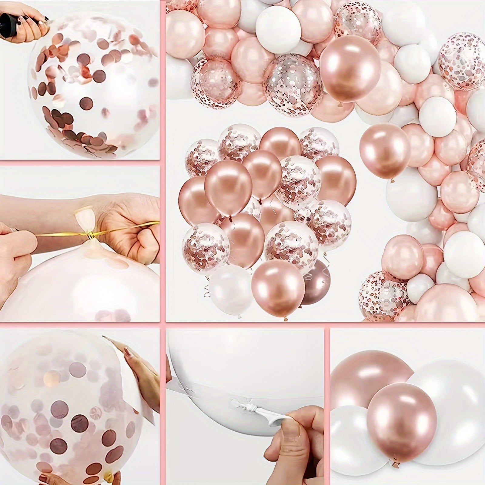 20pcs Silvery Rose Golden Confetti Balloon Set for Celebrations