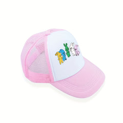 Colorful Rabbit Print Trucker Hat Y2K Pink Baseball Cap Mesh Kpop Sun Hat