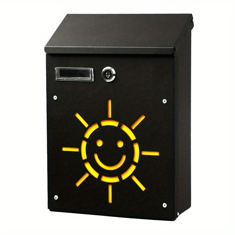 Metal Lockable Wall Letter Box Sun Rain Proof Home Mailbox