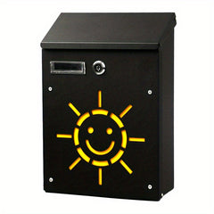 Metal Lockable Wall Letter Box Sun Rain Proof Home Mailbox