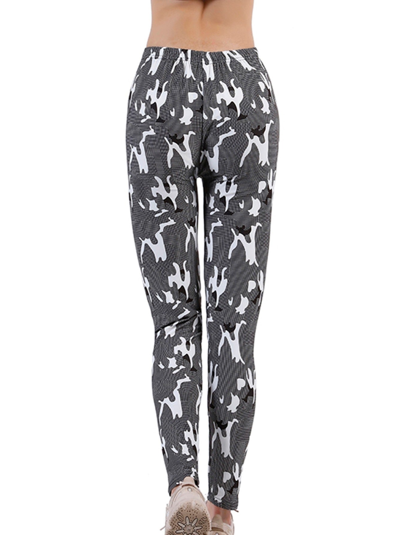 Women Camo Print Asymmetrical Leggings, Workout Skinny Leggings