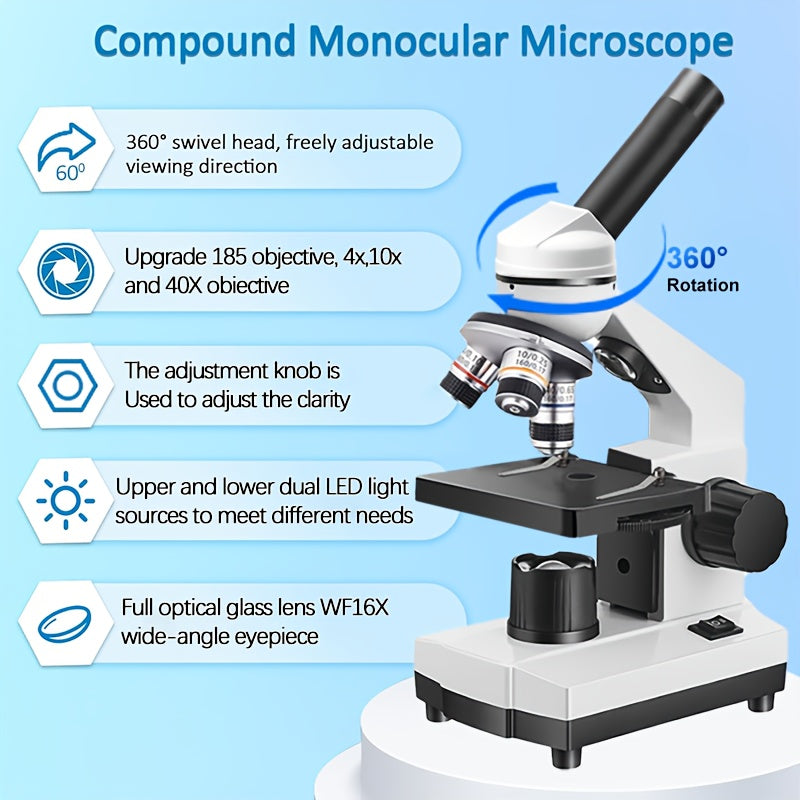 Biological Dual Light Metal Microscope with LED Light Compact Portable