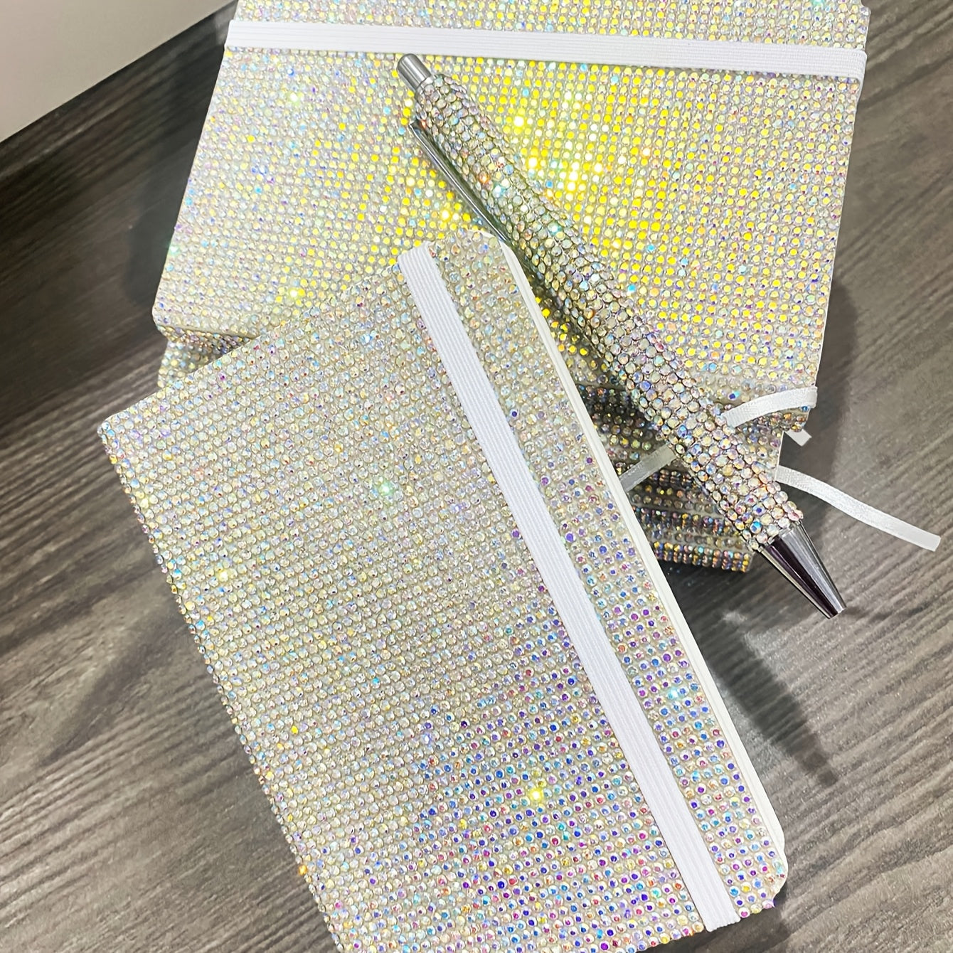 Diamond-Studded Business Notebook Set