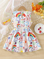 Toddler Kid Girls' Weather Pattern Doll Collar Sleeveless Dress