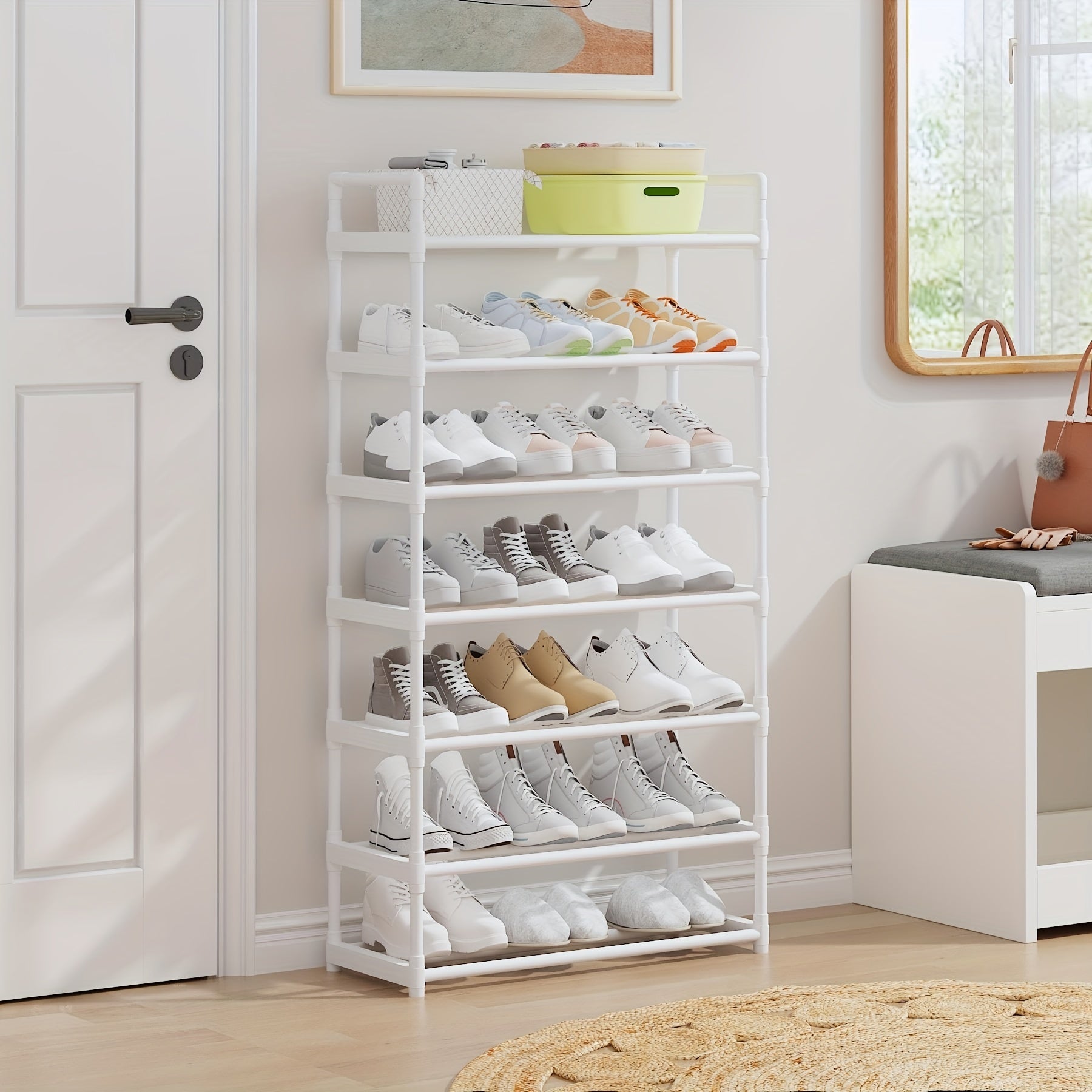 1pc Reinforced Shoe Rack 6 7 Tier Organizer with Handle Easy to Install