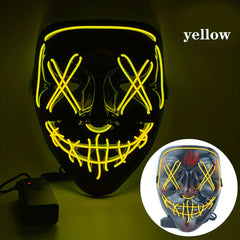 Men's Halloween LED Light Up Scary Mask Cosplay Costume Masquerade Party