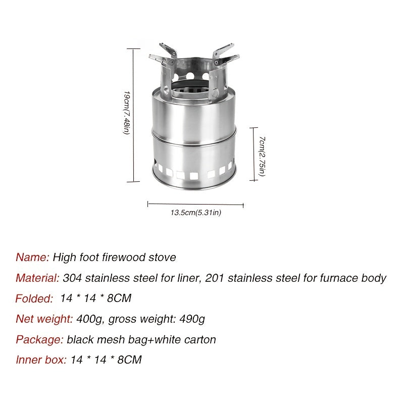 Portable Folding Wood Stove for Camping Stainless Steel Burner