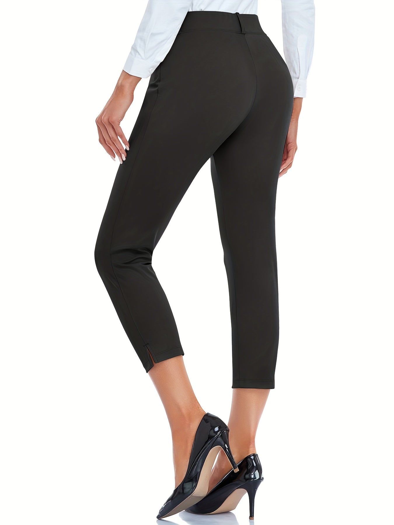 Casual Cropped Pants Stretch Straight Leg Yoga Golf Pants With Pockets