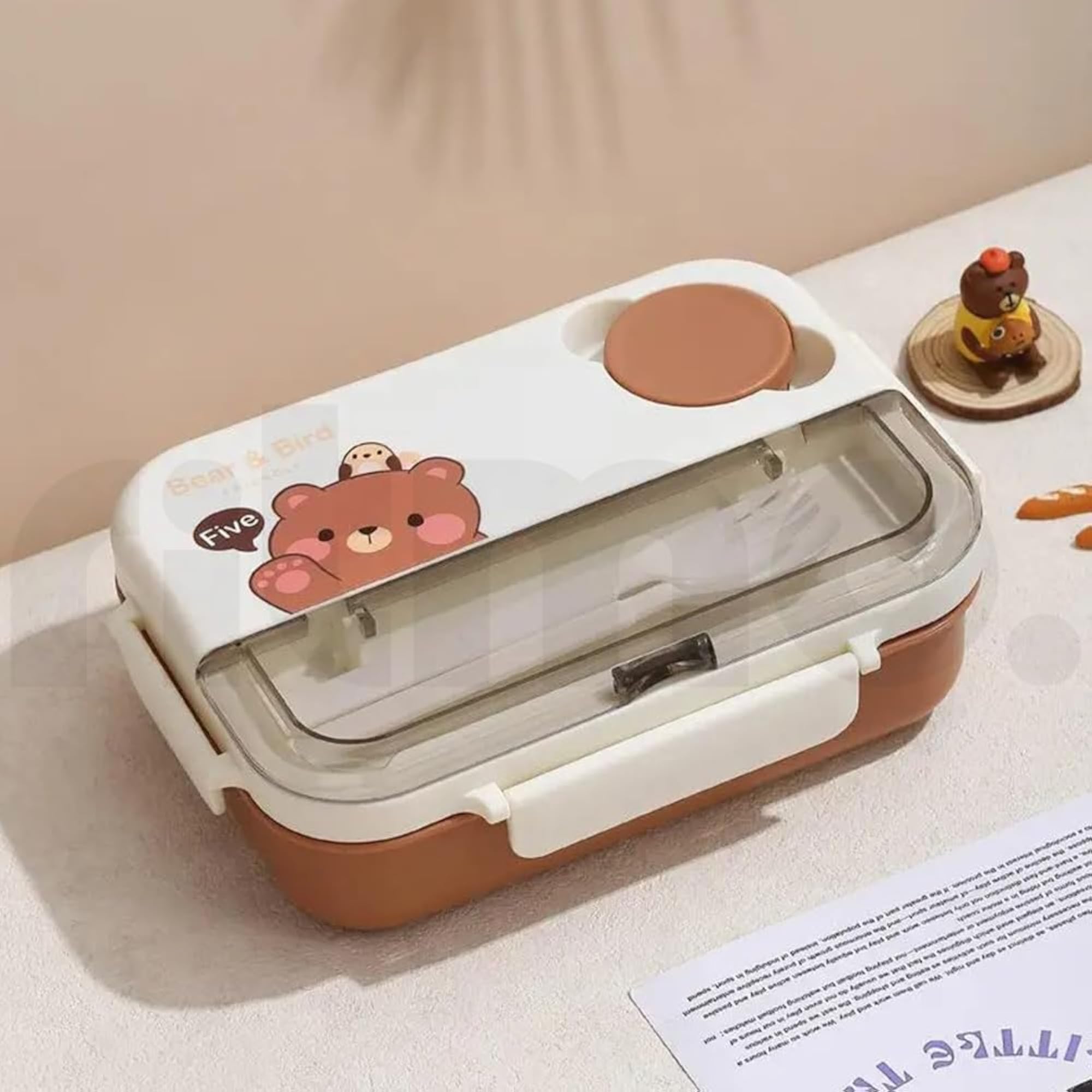 Cute Bear Cartoon Lunch Box, 4 Compartment Bento Box for Kids – CRAZE