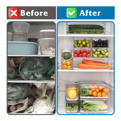 12pcs Fridge Organizer with Lids - Clear Stackable Refrigerator Bins
