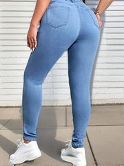  Button Fly High Stretch Slim Fit Denim Pants