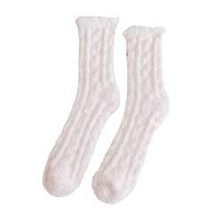 Kids Coral Fleece Solid Plus Fleece Warm Crew Socks