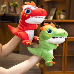 2pcs Dinosaur Hand Puppets Soft Plush T Rex Parent & Child with Expressive Eyes